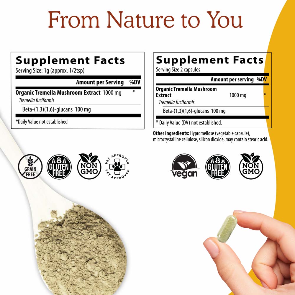 Organic Tremella Extract - 300 Capsules - Image 2